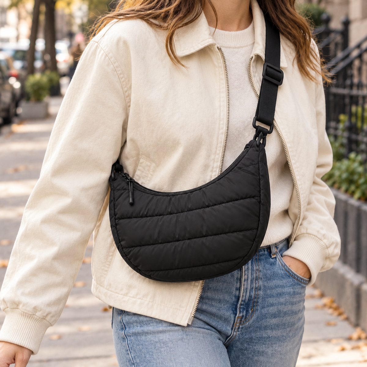 Quilted Puffer Crossbody Bag