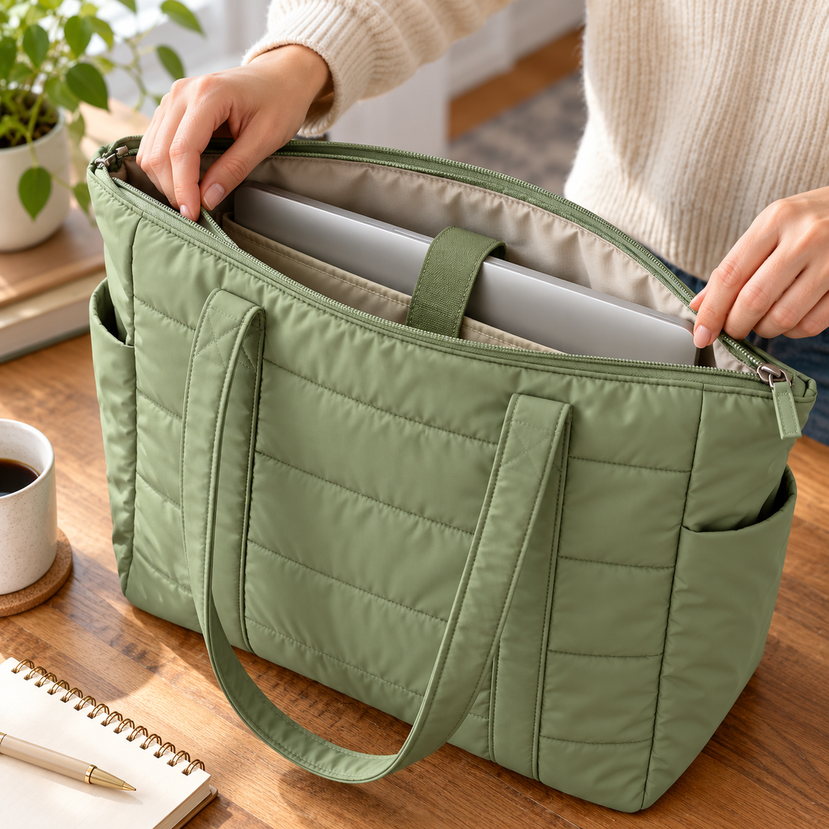 Quilted Commuter Tote Bag
