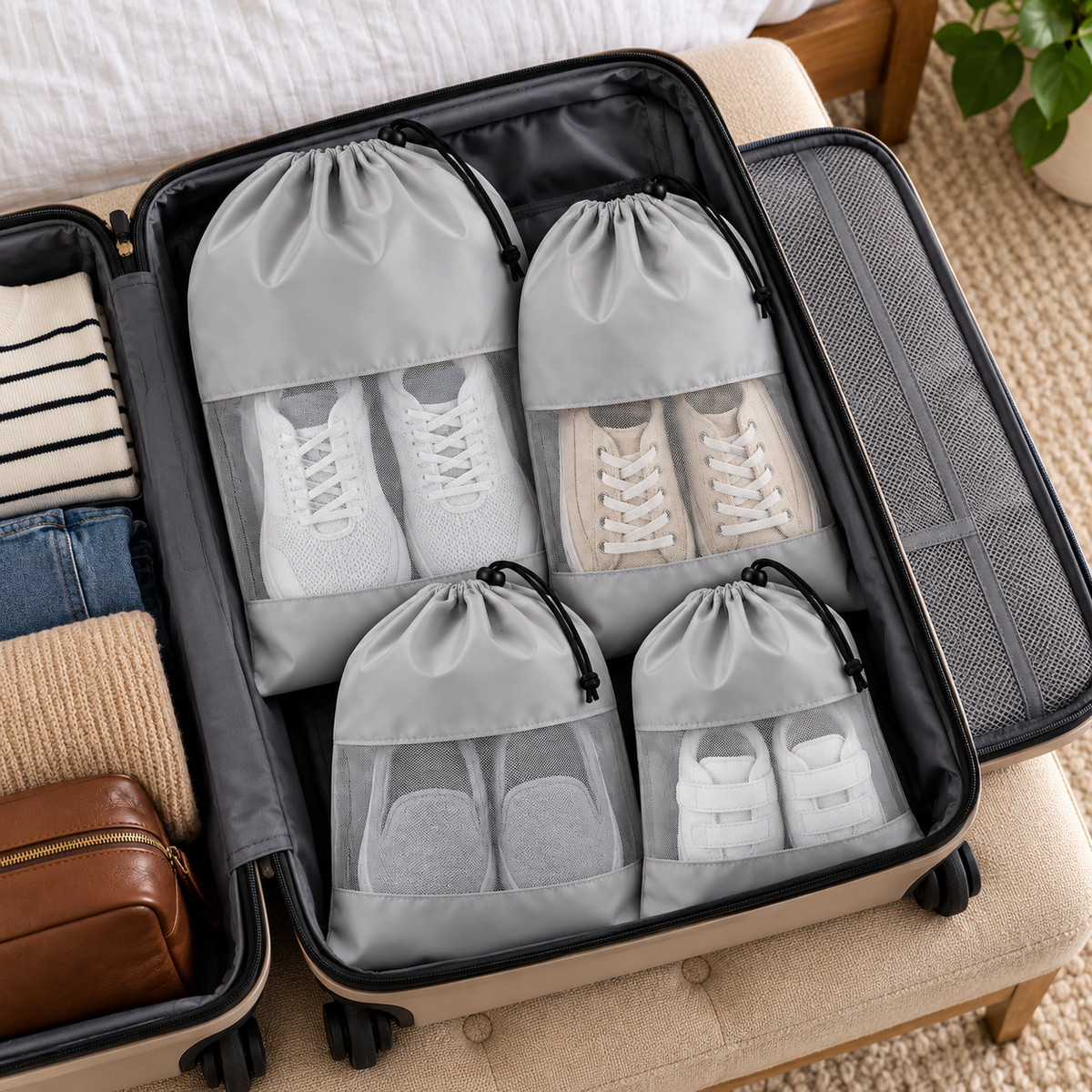 4-Piece Travel Shoe Bag Set