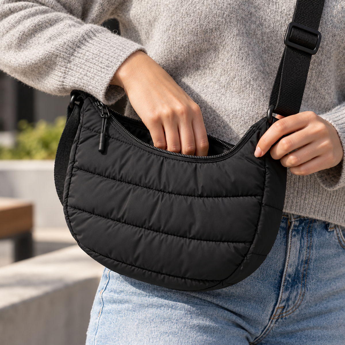 Quilted Puffer Crossbody Bag