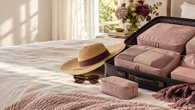 Travel essentials in motion